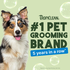 TropiClean Deshedding Conditioner in bath image suggests thorough refreshing wash