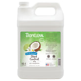 TropiClean Deshedding Dog Shampoo bottle helps detangle and reduce shedding.