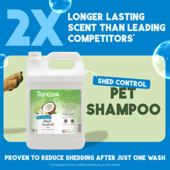 TropiClean Deshedding Dog Shampoo lather shows rich foam for a thorough clean.