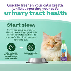 TropiClean Fresh Breath Cat Dental Water Additive cranberry bottle pour supports urinary health