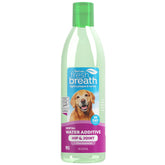 TropiClean Fresh Breath Water Additive bottle pour for easy daily use and fresher breath.
