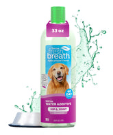 TropiClean Fresh Breath Water Additive bottle pour supports breath freshness for dogs