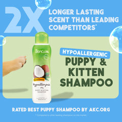 TropiClean Gentle Puppy Shampoo foam spreads evenly for a quick wash.