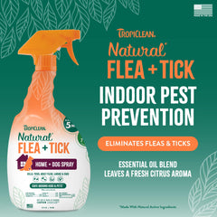 TropiClean spray on furniture and carpetsāflea and tick defense for home surfaces.