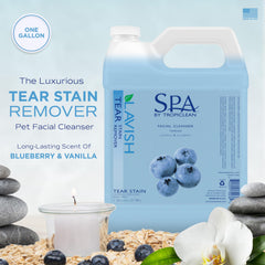 TropiClean SPA blueberry facial shampoo foam brightens coats and fresh scent.