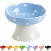 TRUNDISAN ceramic elevated cat bowls blue — comfortable feeding height for cats.