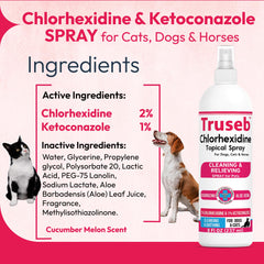 Truseb spray dispense close-up for easy topical application.