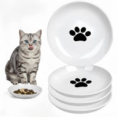 TRUVIC 4-pack ceramic cat bowls with paw design for multi-pet homes