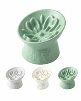 TRUVIC ceramic slow feeder cat bowl tilt 15-degree enhances mealtime posture and pacing.