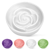 TRUVIC ceramic slow feeder dog bowl with rose-petal maze for slow, mindful meals