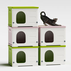 TSEHOOHOO weatherproof green cat house protects from wind and rain