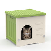 TSEHOOHOO stackable cat house exterior view shows sturdy construction for outdoor shelter.