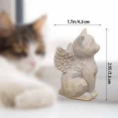 Tsyulog hand-painted cat angel resin sculpture shows delicate wings and tenderness.