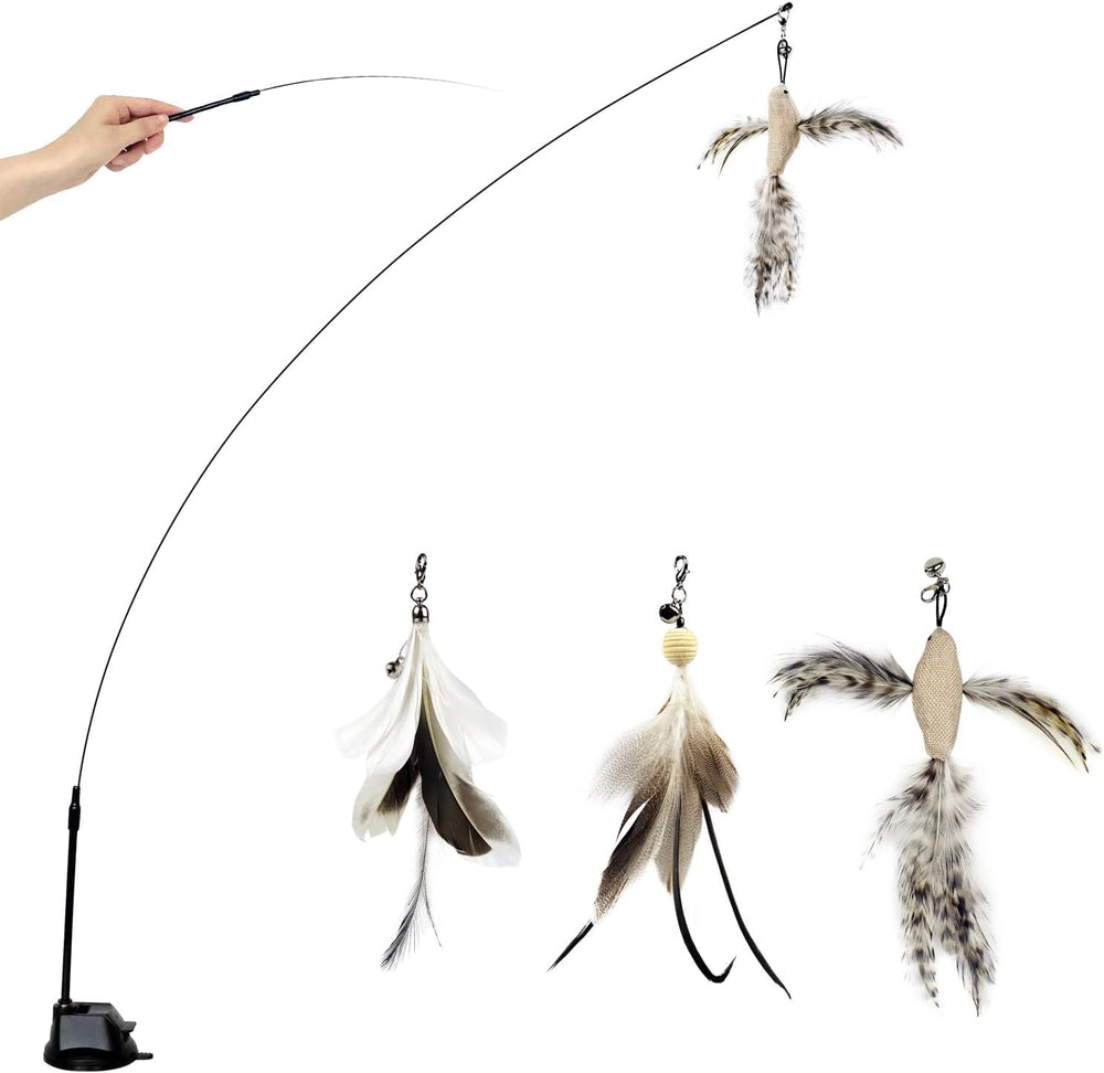 TTcat cat wand with suction cup for window play and easy setup