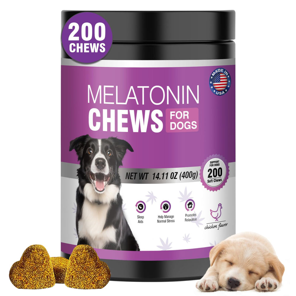 TTIXRL Calming Melatonin Dog Chews packaging shown for easy bedtime support.