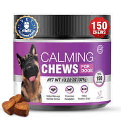 TTLXRL Calming Chews bottle shows melatonin support for anxious dogs during stressful events.