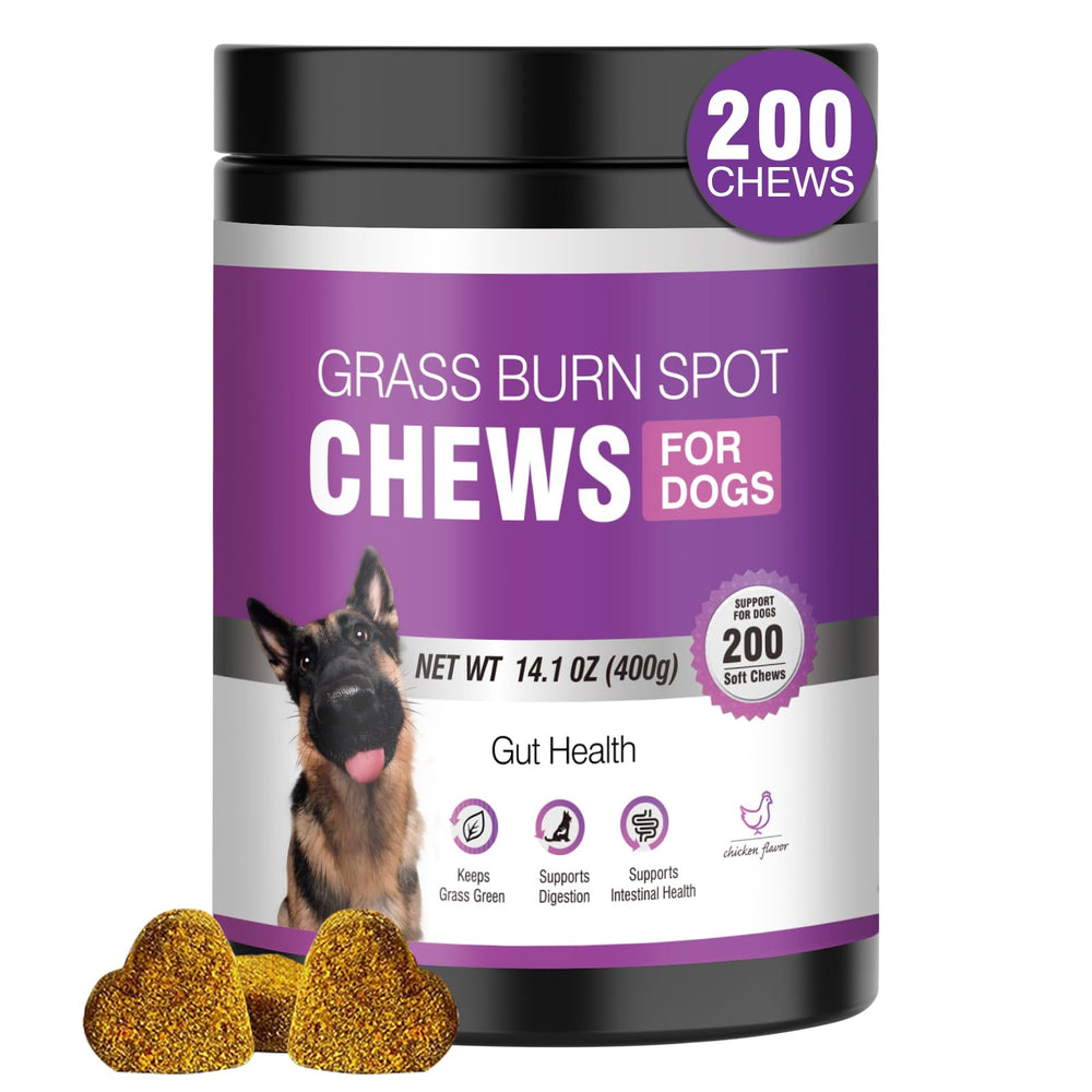 TTLXRL Grass Burn Spot Chews pack, soft chews for lawn health and digestion.