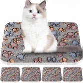 Tuanse four-pack paw-pattern bed mats offer cozy resting for small pets in gray