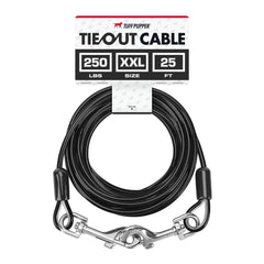 Tuff Pupper dog tie-out cable 25ft for safe yard exploration.