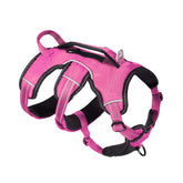 Tuff Pupper escape-proof harness front attachment aids gentle steering and reduced pulling.