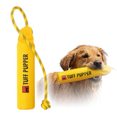 Tuff Pupper floating bumper toy on water for easy retrieval during fetch sessions.