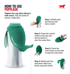 Tuff Pupper PupFlask travel hydration bottle ideal for pets on adventures.