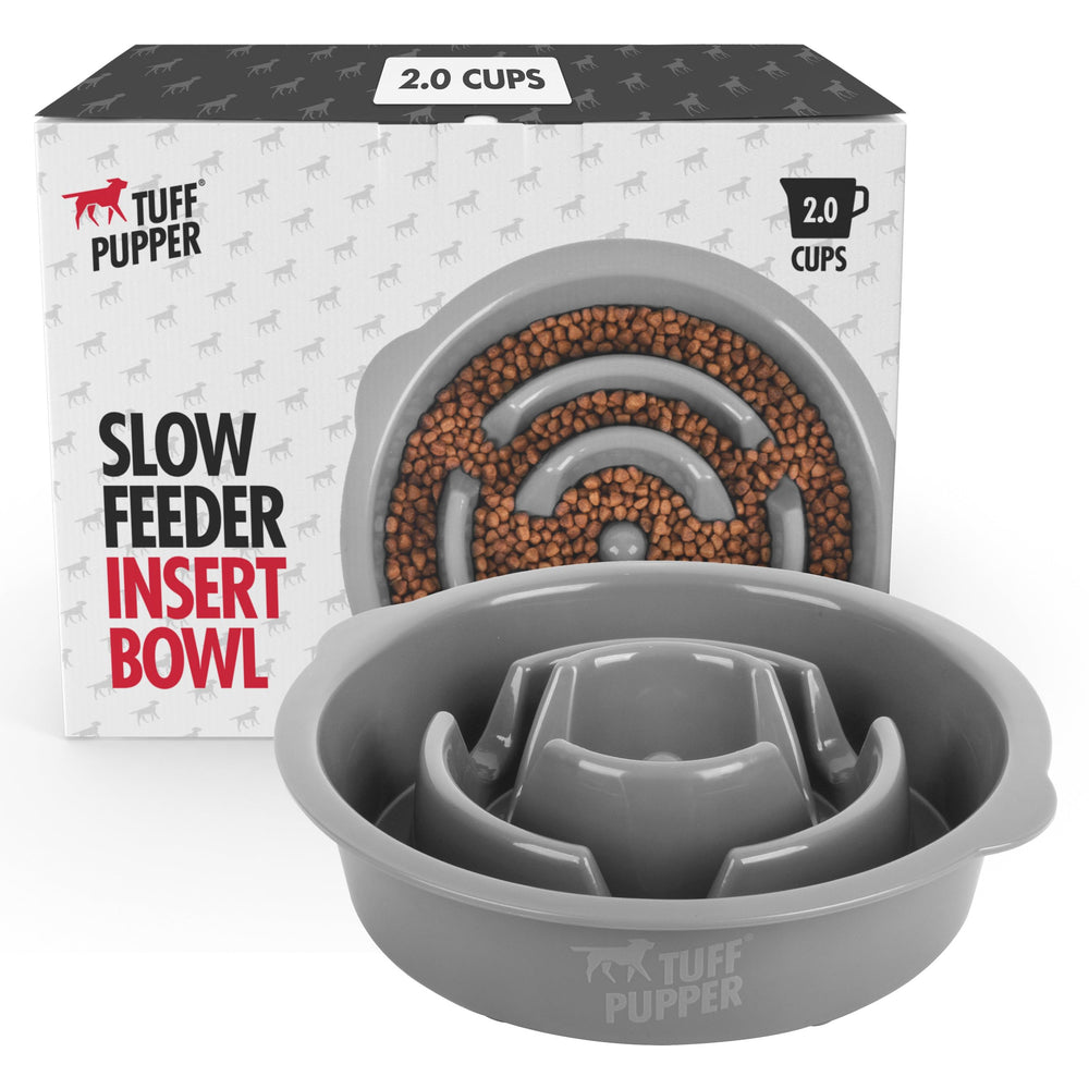 Tuff Pupper slow feeder insert bowl with 2 cup capacity slows eating during meals.