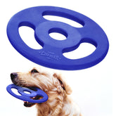 Tuff Pupper Tug Disc blue during fetch improves exercise and bonding.