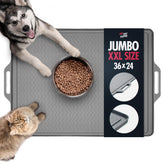 Tuff Pupper XXL dog feeding mat 36x24 with raised edges keeps spills contained.
