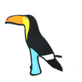 TUFFY Zoo Toucan soft dog toy showing durable construction for interactive play