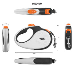 TUG retractable leash extended to 16 ft for confident distance