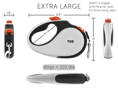 26 ft nylon tape extends reach while keeping control on strolls.