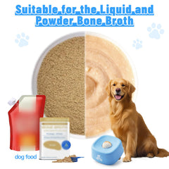 TUGFREE liquid treat setup with bone broth showing controlled delivery