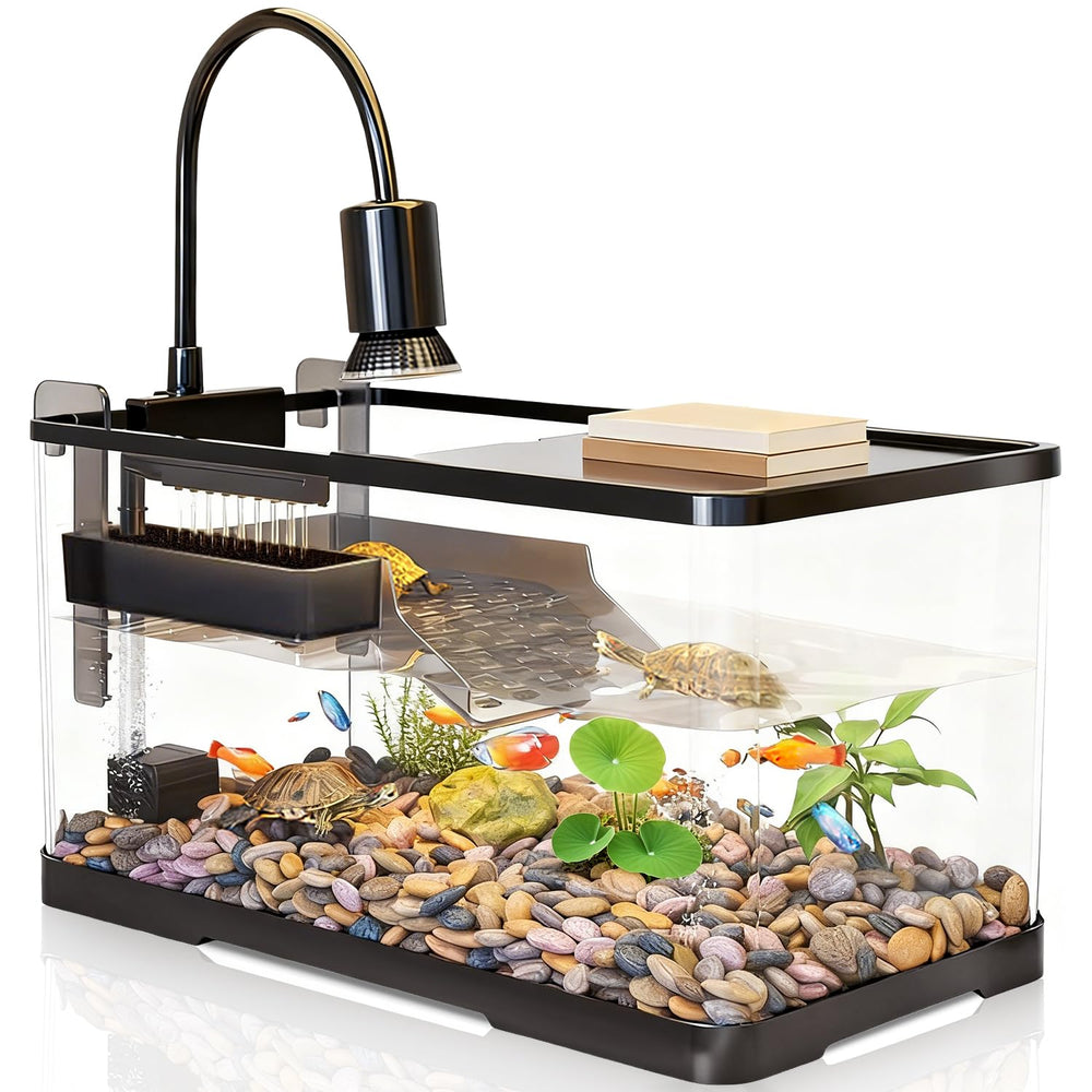 tuhaoking turtle tank kit front view highlights compact setup for small habitats.