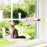 Turbosus cat window hammock setup with strong suction cups for secure lounging.