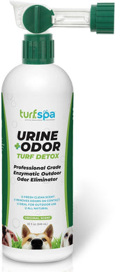 TurfSpa Urine Odor Detox 32oz bottle for deep odor removal in outdoor spaces.