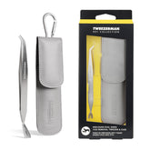 Tweezerman dual-ended tick removal tweezer with case, open for on-the-go use