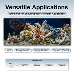 Two Little Fishies Aquastik Red undersea epoxy bonds live rock securely.