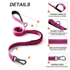 TwoEar dual-handles rose leash for enhanced control during busy outings.