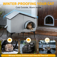 Txunocy heated cat house waterproof roof detail protects against rain.