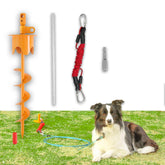 Tyalez dog stake in use outdoors showing strong hold for large dogs.