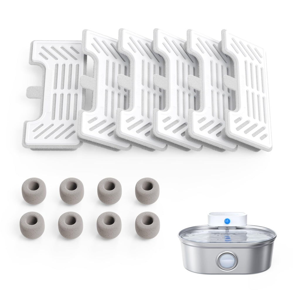uahpet pro filter 6-pack packaging showing multi-layer filtration for fresher fountain water.