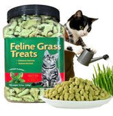 UBIETY cat grass treats with salmon and catnip, ideal for indoor cats.
