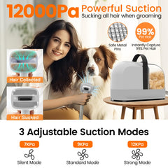 ubrobo dog grooming vacuum side view with attachments, versatile one-stop pet care