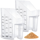 Uiifan 3-quart feed scoop in clear white plastic with measurement marks for precise feeding
