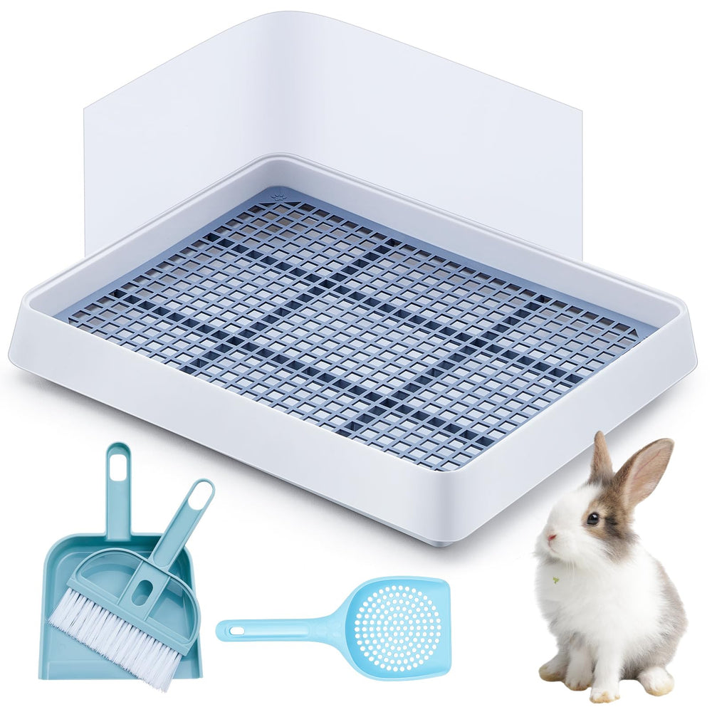 Uiifan large rabbit litter box front view with splash guard for cleaner cages