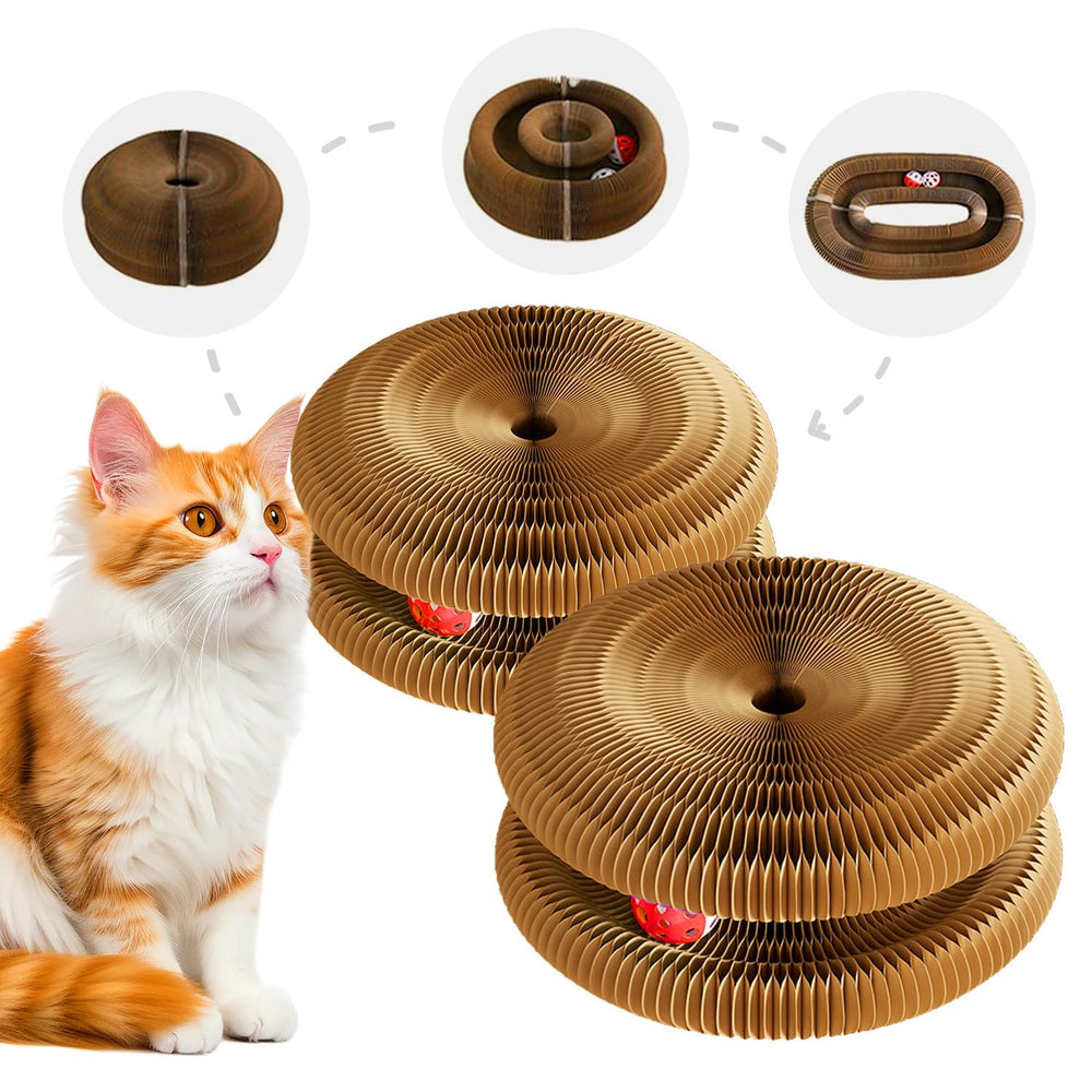 UILSPNG foldable accordion cat scratcher in brown for interactive play.