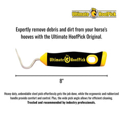 Ultimate HoofPick 8in wide-pick-angle enables fast removal of packed dirt