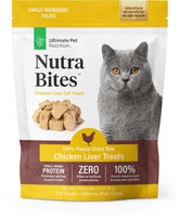 ULTIMATE PET NUTRITION Nutra Bites for Cats in a jar with chicken liver for tasty rewards.