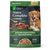 ULTIMATE PET NUTRITION Nutra Complete bone broth packaging highlights veterinarian formulation for dogs